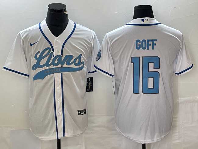 Men's Detroit Lions #16 Jared Goff White Cool Base Stitched Baseball Jersey,We sell and wholesale Men's Detroit Lions #16 Jared Goff White Cool Base Stitched Baseball Jersey on line form chian!